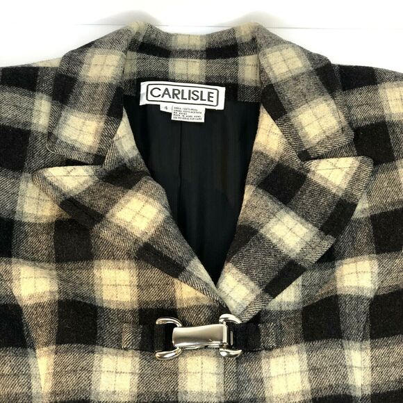 Carlisle Wool Blazer Sz 4 Plaid 90s Preppy Clueless Cher Style Toggle Closure - Picture 15 of 16